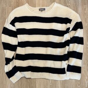 Marled Black and White Crewneck Sweater
